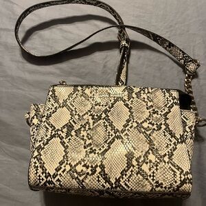 Steve Madden Black and Cream Python Crossbody Bag